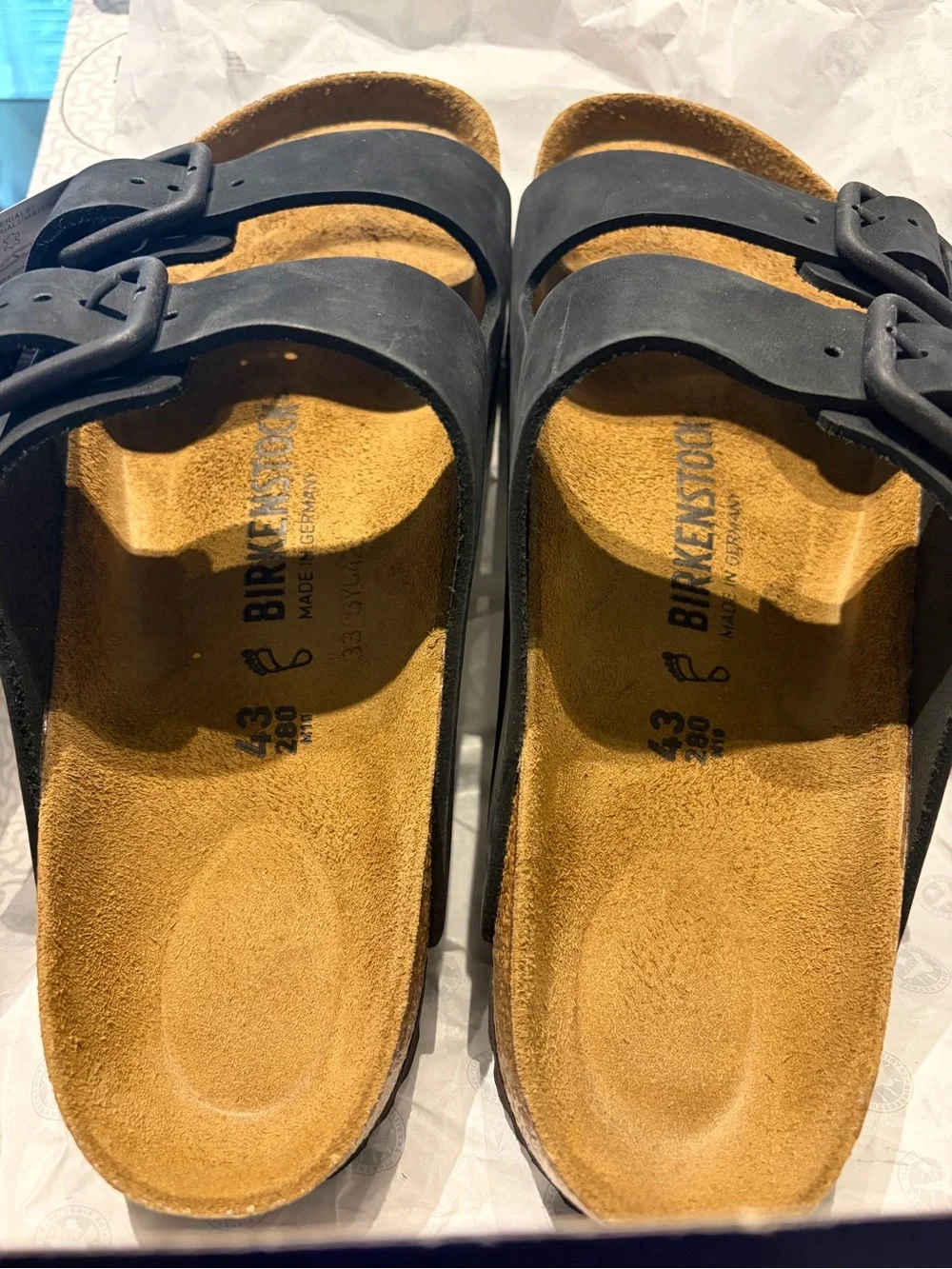 Birkenstock Arizona Men's Black Birko Leather Sandals Size 10